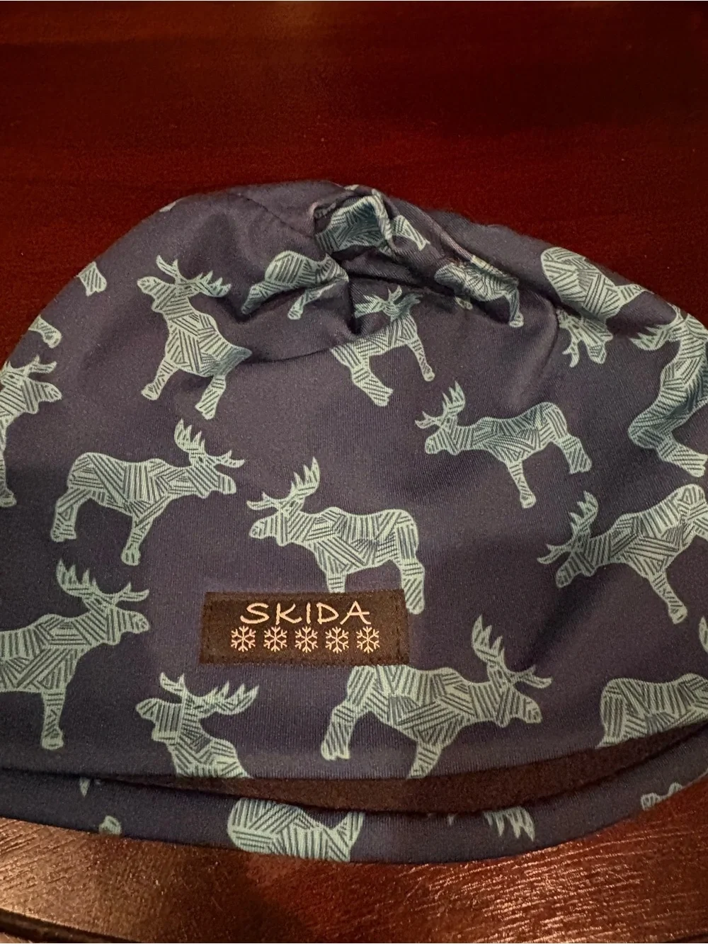 Kids Navy Blue Moose Print Beanie
